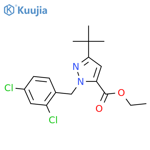 1H-Pyrazole-5-carboxylicacid, 1-[(2,4-dichlorophenyl)methyl]-3-(1,1-dimethylethyl)-, ethyl ester structure