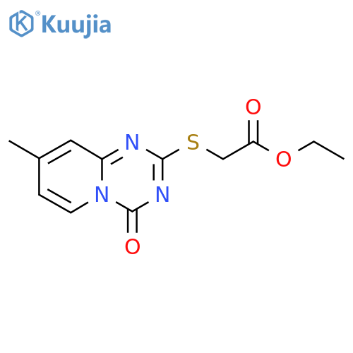 Ethyl 2-({8-methyl-4-oxo-4H-pyrido[1,2-a][1,3,5]triazin-2-yl}sulfanyl)acetate structure