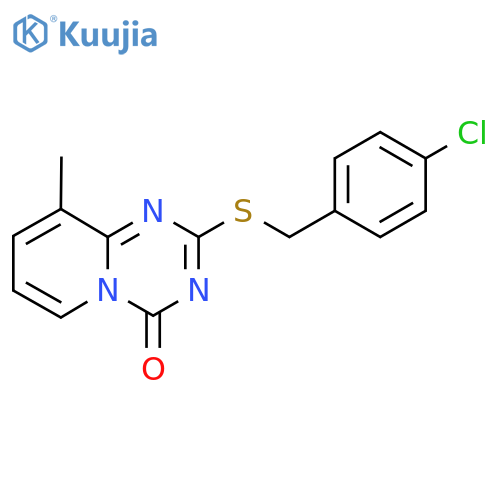 2-{[(4-chlorophenyl)methyl]sulfanyl}-9-methyl-4H-pyrido[1,2-a][1,3,5]triazin-4-one structure