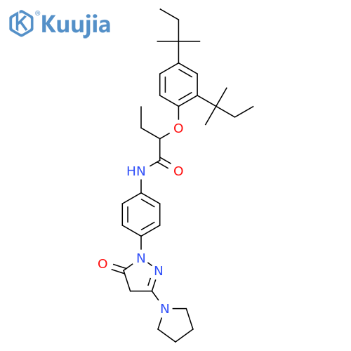 Butanamide,2-[2,4-bis(1,1-dimethylpropyl)phenoxy]-N-[4-[4,5-dihydro-5-oxo-3-(1-pyrrolidinyl)-1H-pyrazol-1-yl]phenyl]- structure