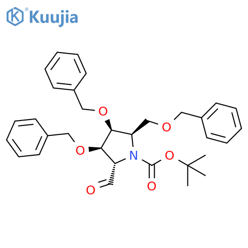 1-Pyrrolidinecarboxylic acid, 2-formyl-3,4-bis(phenylmethoxy)-5-[(phenylmethoxy)methyl]-, 1,1-dimethylethyl ester, (2S,3R,4S,5R)- structure