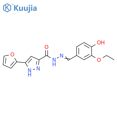 N'-(1E)-(3-ethoxy-4-hydroxyphenyl)methylidene-3-(furan-2-yl)-1H-pyrazole-5-carbohydrazide structure