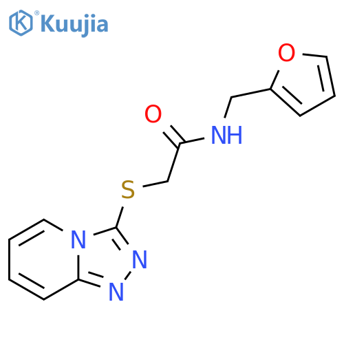 N-(furan-2-yl)methyl-2-{1,2,4triazolo4,3-apyridin-3-ylsulfanyl}acetamide structure