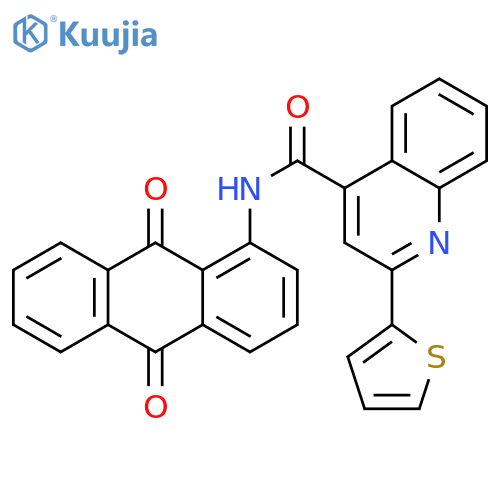 N-(9,10-dioxo-9,10-dihydroanthracen-1-yl)-2-(thiophen-2-yl)quinoline-4-carboxamide structure