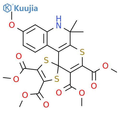 Tetramethyl 8'-methoxy-5',5'-dimethyl-5',6'-dihydrospiro1,3-dithiole-2,1'-thiopyrano2,3-cquinoline-2',3',4,5-tetracarboxylate structure