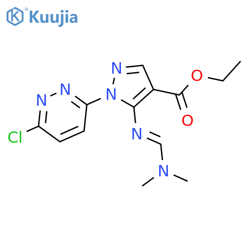ethyl 1-(6-chloropyridazin-3-yl)-5-[(E)-[(dimethylamino)methylidene]amino]-1H-pyrazole-4-carboxylate structure