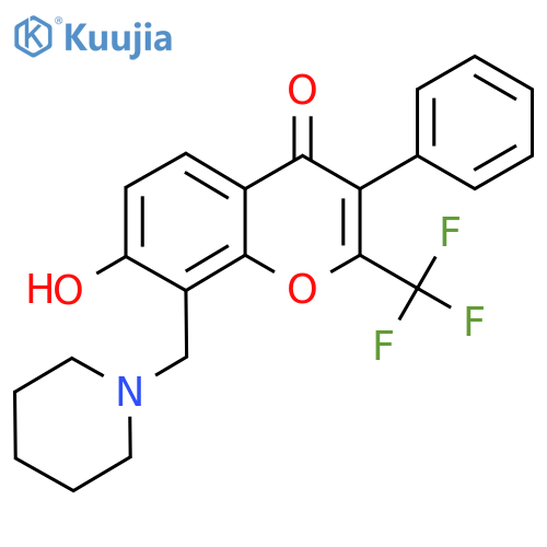 7-hydroxy-3-phenyl-8-(piperidin-1-yl)methyl-2-(trifluoromethyl)-4H-chromen-4-one structure