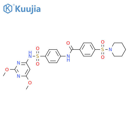 N-{4-(2,6-dimethoxypyrimidin-4-yl)sulfamoylphenyl}-4-(piperidine-1-sulfonyl)benzamide structure