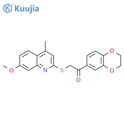 1-(2,3-dihydro-1,4-benzodioxin-6-yl)-2-(7-methoxy-4-methylquinolin-2-yl)sulfanylethan-1-one structure