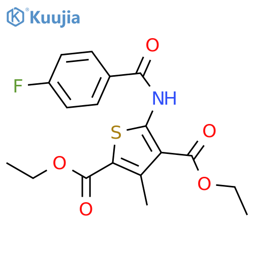 2,4-diethyl 5-(4-fluorobenzamido)-3-methylthiophene-2,4-dicarboxylate structure