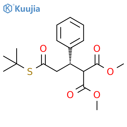 Propanedioic acid, 2-[(1S)-3-[(1,1-dimethylethyl)thio]-3-oxo-1-phenylpropyl]-, 1,3-dimethyl ester structure