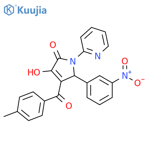 3-hydroxy-4-(4-methylbenzoyl)-5-(3-nitrophenyl)-1-(pyridin-2-yl)-2,5-dihydro-1H-pyrrol-2-one structure