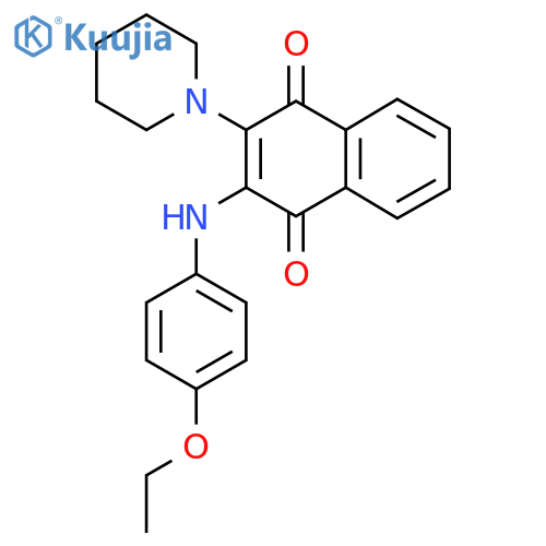 2-(4-ethoxyphenyl)amino-3-(piperidin-1-yl)-1,4-dihydronaphthalene-1,4-dione structure