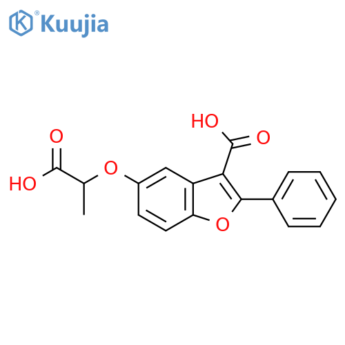 5-(1-carboxyethoxy)-2-phenyl-1-benzofuran-3-carboxylic acid structure
