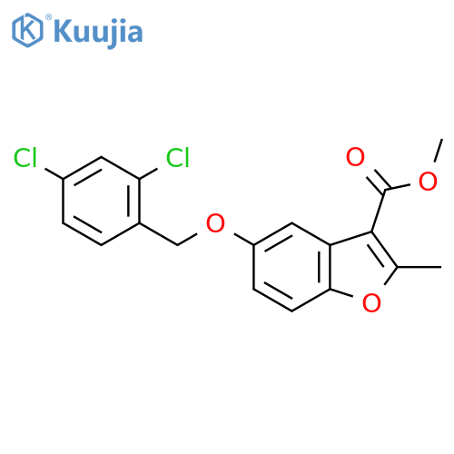 methyl 5-(2,4-dichlorophenyl)methoxy-2-methyl-1-benzofuran-3-carboxylate structure
