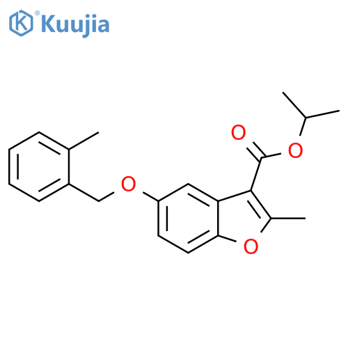 isopropyl 2-methyl-5-((2-methylbenzyl)oxy)benzofuran-3-carboxylate structure
