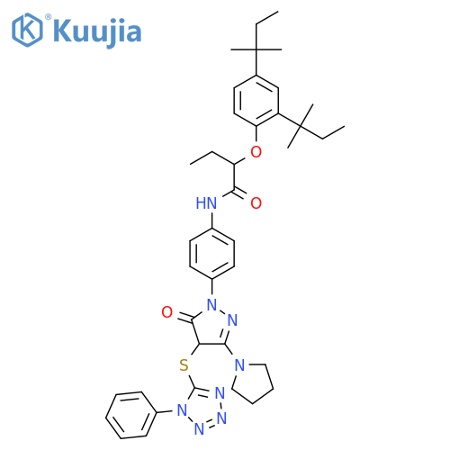 AD(4-a-(2,4-di-tert-pentylphenoxy)-butyramidophenyl)-3-(1-pyrrolidino)-4-(1-phenyl-5-tetrazolylthio)-5-pyrazolone structure