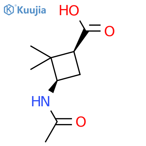 (1S,3R)-3-acetamido-2,2-dimethylcyclobutane-1-carboxylic acid structure