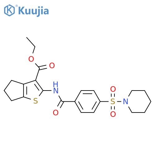 ethyl 2-4-(piperidine-1-sulfonyl)benzamido-4H,5H,6H-cyclopentabthiophene-3-carboxylate structure