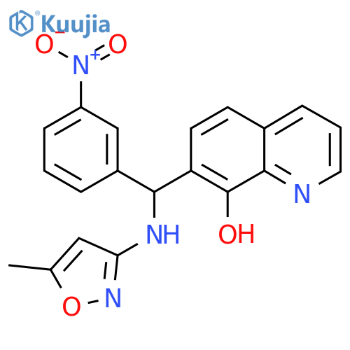 7-{(5-methyl-1,2-oxazol-3-yl)amino(3-nitrophenyl)methyl}quinolin-8-ol structure