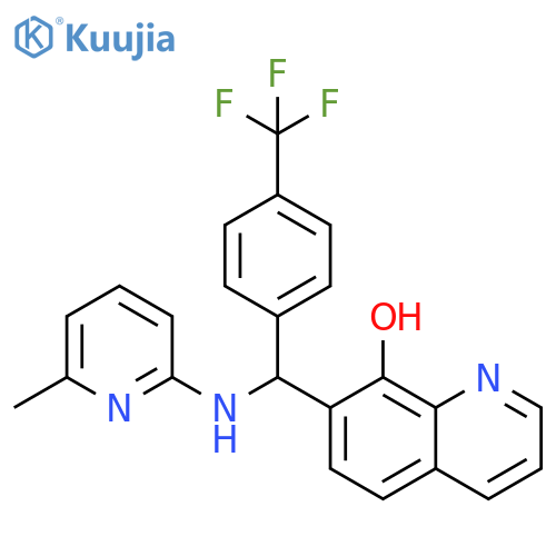 7-{(6-methylpyridin-2-yl)amino4-(trifluoromethyl)phenylmethyl}quinolin-8-ol structure
