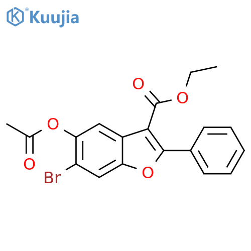 ethyl 5-(acetyloxy)-6-bromo-2-phenyl-1-benzofuran-3-carboxylate structure