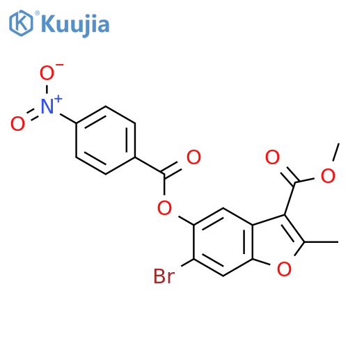 methyl 6-bromo-2-methyl-5-(4-nitrobenzoyloxy)-1-benzofuran-3-carboxylate structure