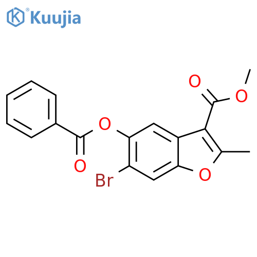 methyl 5-(benzoyloxy)-6-bromo-2-methyl-1-benzofuran-3-carboxylate structure