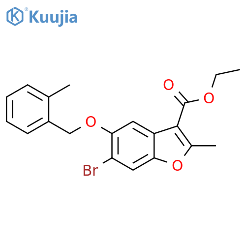 ethyl 6-bromo-2-methyl-5-(2-methylphenyl)methoxy-1-benzofuran-3-carboxylate structure