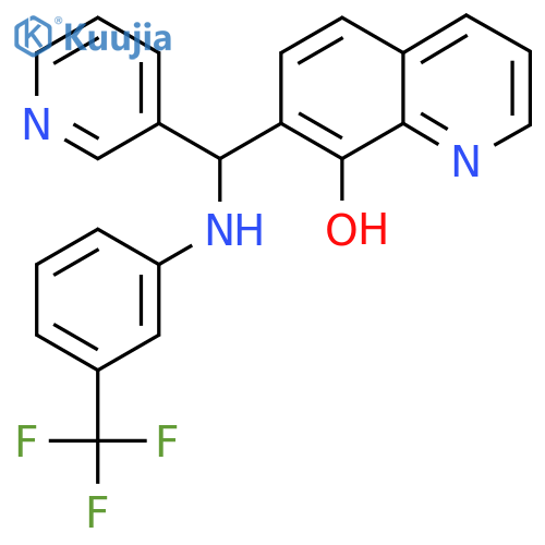 7-(pyridin-3-yl)({3-(trifluoromethyl)phenylamino})methylquinolin-8-ol structure