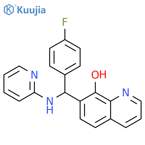 7-[(4-fluorophenyl)-(pyridin-2-ylamino)methyl]quinolin-8-ol structure