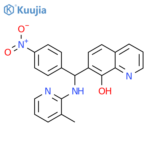 7-{(3-methylpyridin-2-yl)amino(4-nitrophenyl)methyl}quinolin-8-ol structure
