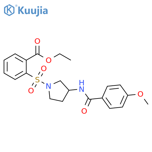 Benzoic acid, 2-[[3-[(4-methoxybenzoyl)amino]-1-pyrrolidinyl]sulfonyl]-,ethyl ester structure