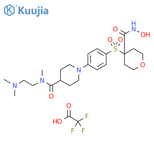 4-Piperidinecarboxamide,N-[2-(dimethylamino)ethyl]-N-methyl-1-[4-[[tetrahydro-4-[(hydroxyamino)carbonyl]-2H-pyran-4-yl]sulfonyl]phenyl]-, mono(trifluoroacetate) (salt) structure