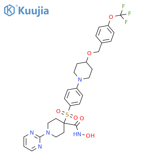 4-Piperidinecarboxamide,N-hydroxy-1-(2-pyrimidinyl)-4-[[4-[4-[[4-(trifluoromethoxy)phenyl]methoxy]-1-piperidinyl]phenyl]sulfonyl]- structure