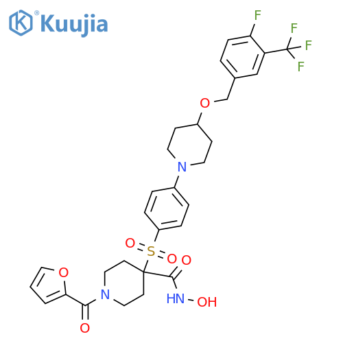 4-Piperidinecarboxamide,4-[[4-[4-[[4-fluoro-3-(trifluoromethyl)phenyl]methoxy]-1-piperidinyl]phenyl]sulfonyl]-1-(2-furanylcarbonyl)-N-hydroxy- structure