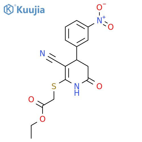 ethyl 2-{3-cyano-4-(3-nitrophenyl)-6-oxo-1,4,5,6-tetrahydropyridin-2-ylsulfanyl}acetate structure