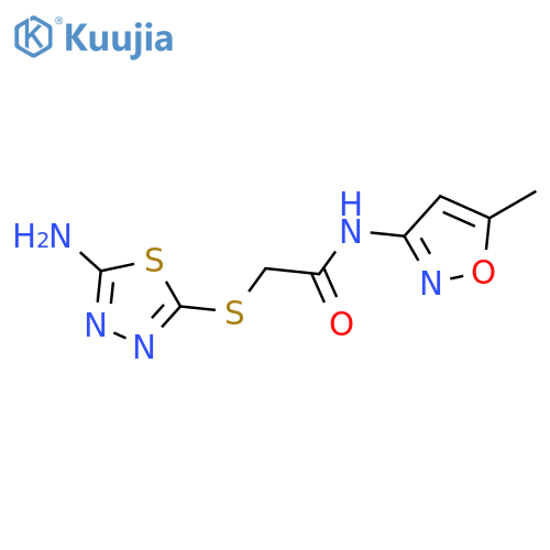 <br>2-(5-Amino-[1,3,4]thiadiazol-2-ylsulfanyl)-N-(5-methyl-isoxazol-3-yl)-aceta mide structure