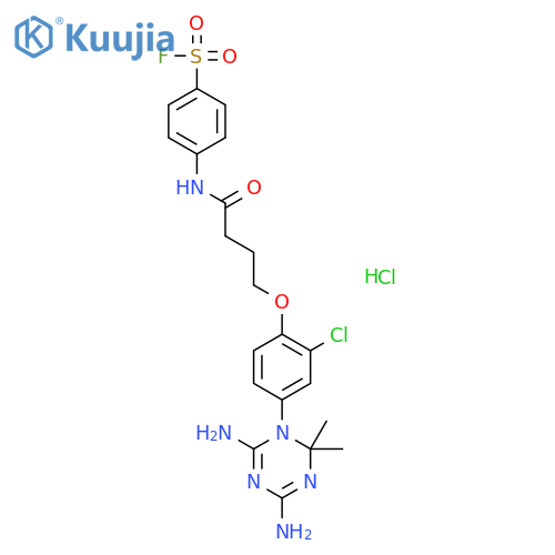 Benzenesulfonylfluoride,4-[[4-[2-chloro-4-(4,6-diamino-2,2-dimethyl-1,3,5-triazin-1(2H)-yl)phenoxy]-1-oxobutyl]amino]-,hydrochloride (1:1) structure