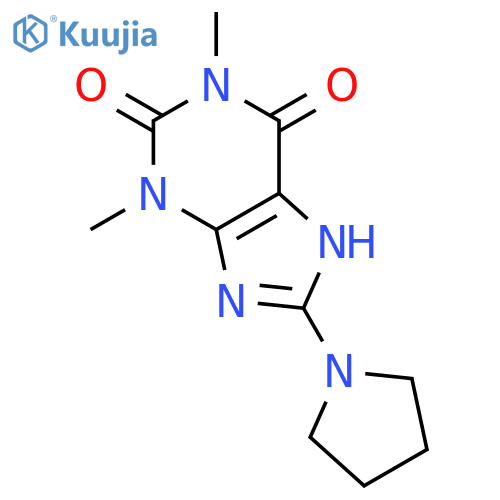 1H-Purine-2,6-dione, 3,7-dihydro-1,3-dimethyl-8-(1-pyrrolidinyl)- structure