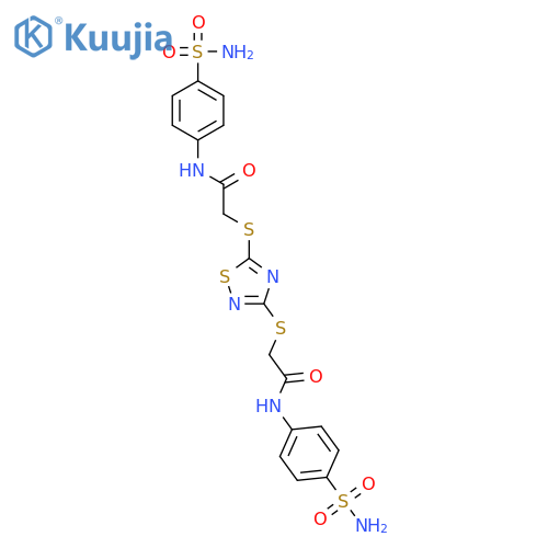 <br>2,2'-((1,2,4-Thiadiazole-3,5-diyl)bis(sulfanediyl))bis(N-(4-sulfamoylphenyl )acetamide) structure