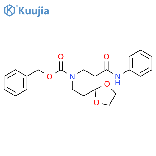 8-Benzyloxycarbonyl-1,4-dioxa-8-aza-spiro[4.5]decane-6-carboxylic Acid Anilide structure