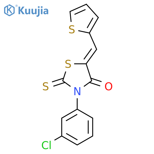(5Z)-3-(3-chlorophenyl)-2-sulfanylidene-5-(thiophen-2-yl)methylidene-1,3-thiazolidin-4-one structure