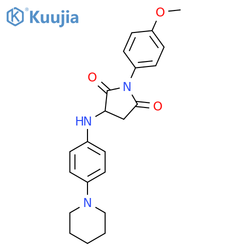 1-(4-methoxyphenyl)-3-{4-(piperidin-1-yl)phenylamino}pyrrolidine-2,5-dione structure