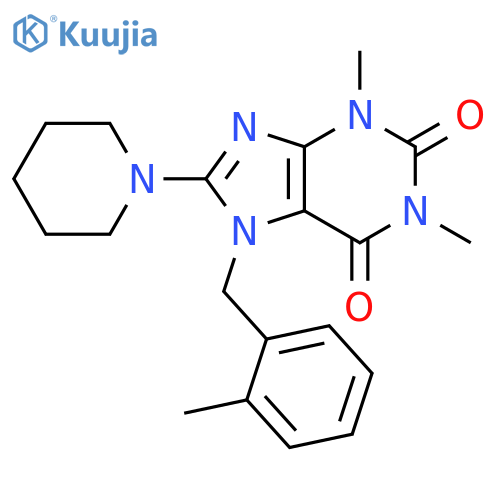 1H-Purine-2,6-dione, 3,7-dihydro-1,3-dimethyl-7-[(2-methylphenyl)methyl]-8-(1-piperidinyl)- structure