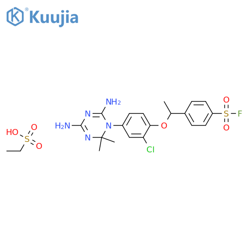 ethanesulfonic acid - 4-{1-[2-chloro-4-(4,6-diamino-2,2-dimethyl-1,3,5-triazin-1(2H)-yl)phenoxy]ethyl}benzenesulfonyl fluoride (1:1) structure