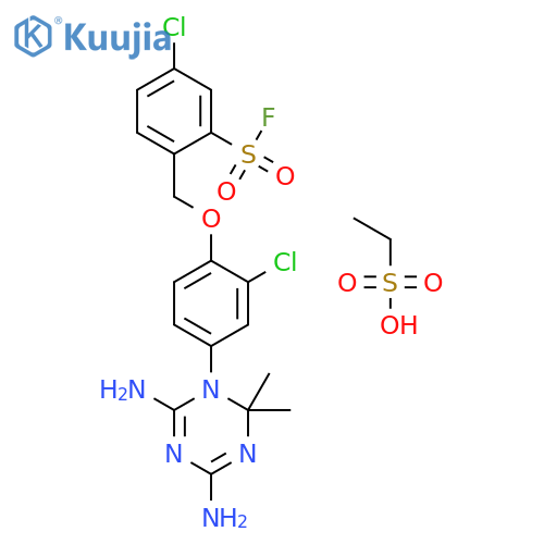 5-chloro-2-[[2-chloro-4-(4,6-diamino-2,2-dimethyl-1,3,5-triazin-1-yl)phenoxy]methyl]benzenesulfonyl Fluoride;ethanesulfonic Acid structure