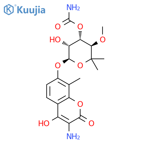 2H-1-Benzopyran-2-one,3-amino-7-[[3-O-(aminocarbonyl)-6-deoxy-5-C-methyl-4-O-methyl-a-L-lyxo-hexopyranosyl]oxy]-4-hydroxy-8-methyl- structure
