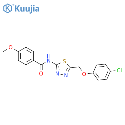 N-{5-[(4-chlorophenoxy)methyl]-1,3,4-thiadiazol-2-yl}-4-methoxybenzamide structure