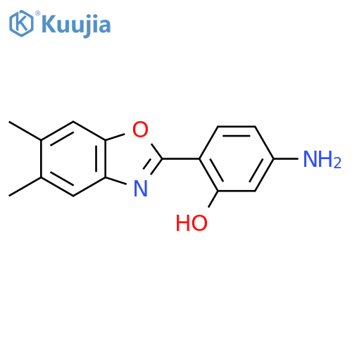 5-Amino-2-(5,6-dimethyl-1,3-benzoxazol-2-yl)phenol structure